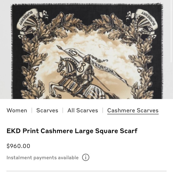 Burberry EKD Print Cashmere Large Square Scarf Brand New - Picture 8 of 10
